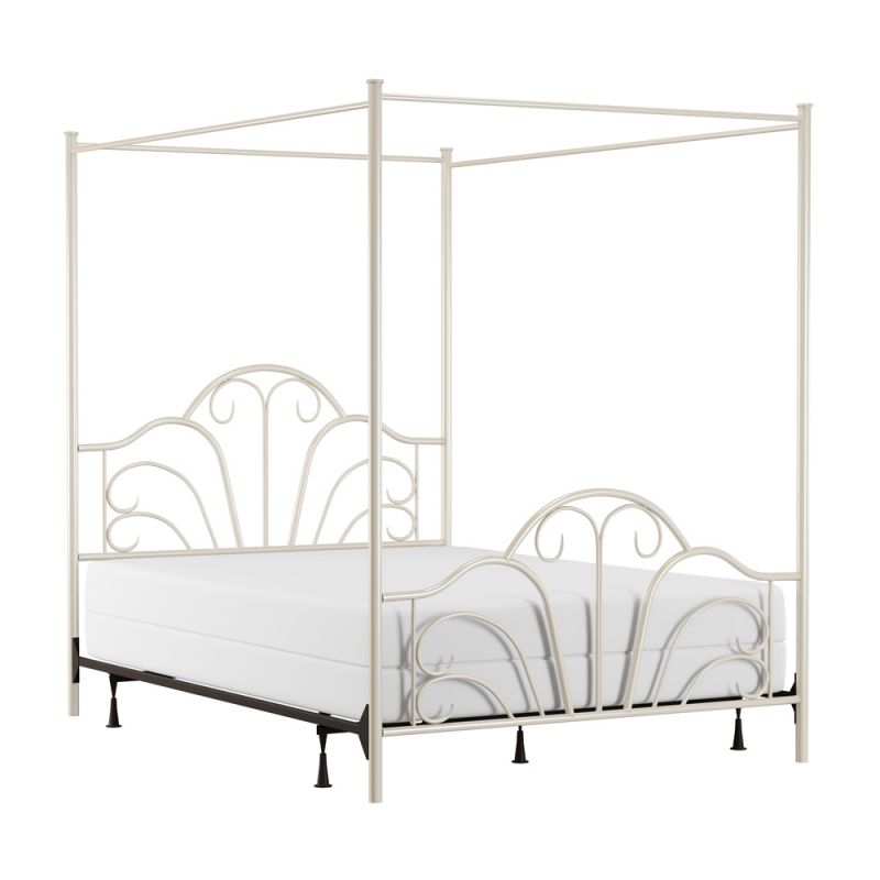 Hillsdale Furniture - Dover Queen Metal Canopy Bed, Cream - 1965BQ