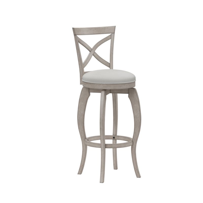 Hillsdale Furniture - Ellendale Wood Bar Height Swivel Stool, Aged Gray with Fog Gray Fabric - 5304-831