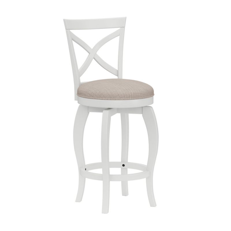 Hillsdale Furniture - Ellendale Wood Counter Height Swivel Stool, White with Beige Fabric - 5304-826