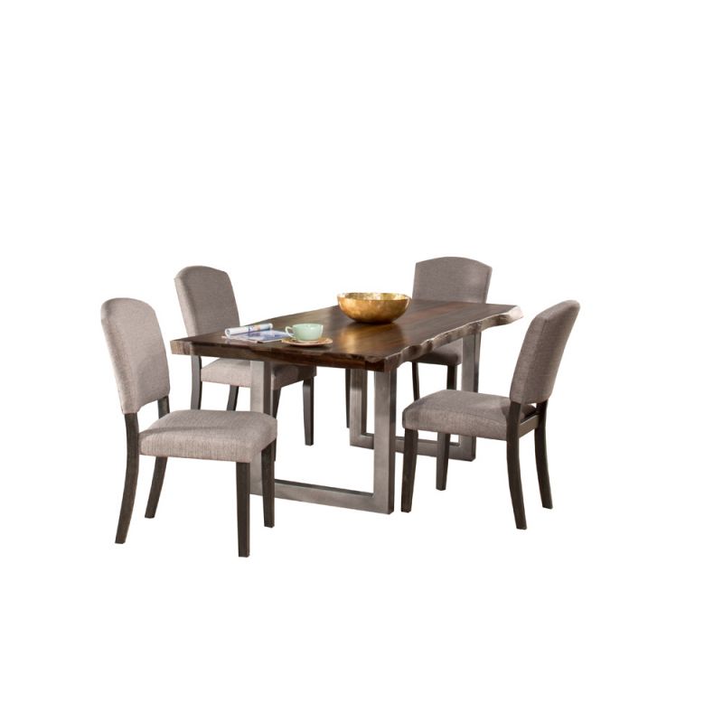Hillsdale Furniture - Emerson Wood 5 Piece Rectangle Dining Set with Upholstered Dining Chairs, Gray Sheesham - 5925DTBC