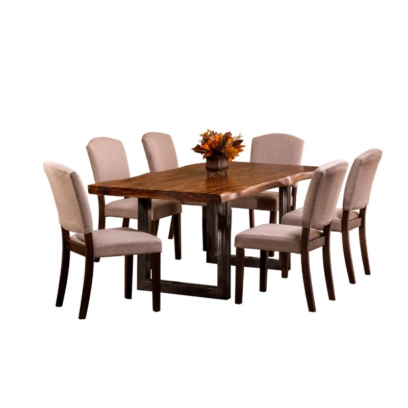 Hillsdale Furniture - Emerson Wood 7 Piece Rectangle Dining Set with Upholstered Parson Dining Chairs, Natural Sheesham - 5674DTBC7