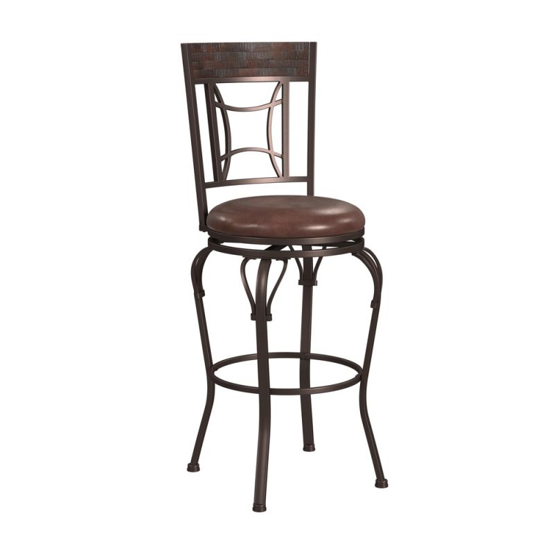 Hillsdale Furniture - Granada Metal Bar Height Swivel Stool, Dark Chestnut - 4702-830