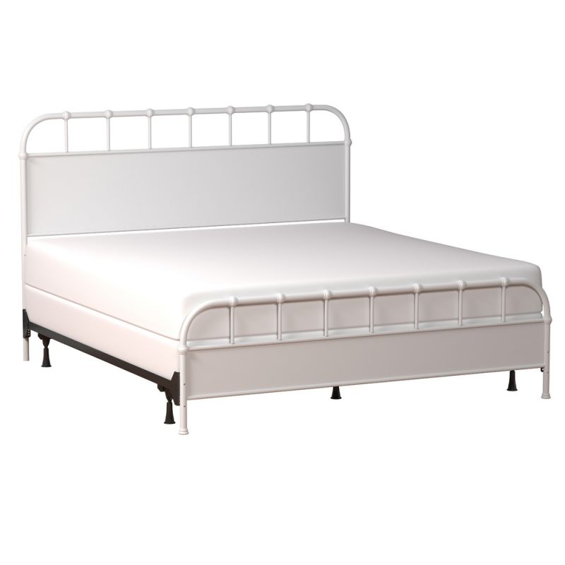 Hillsdale Furniture - Grayson King Metal Bed, Textured White - 2652BKR