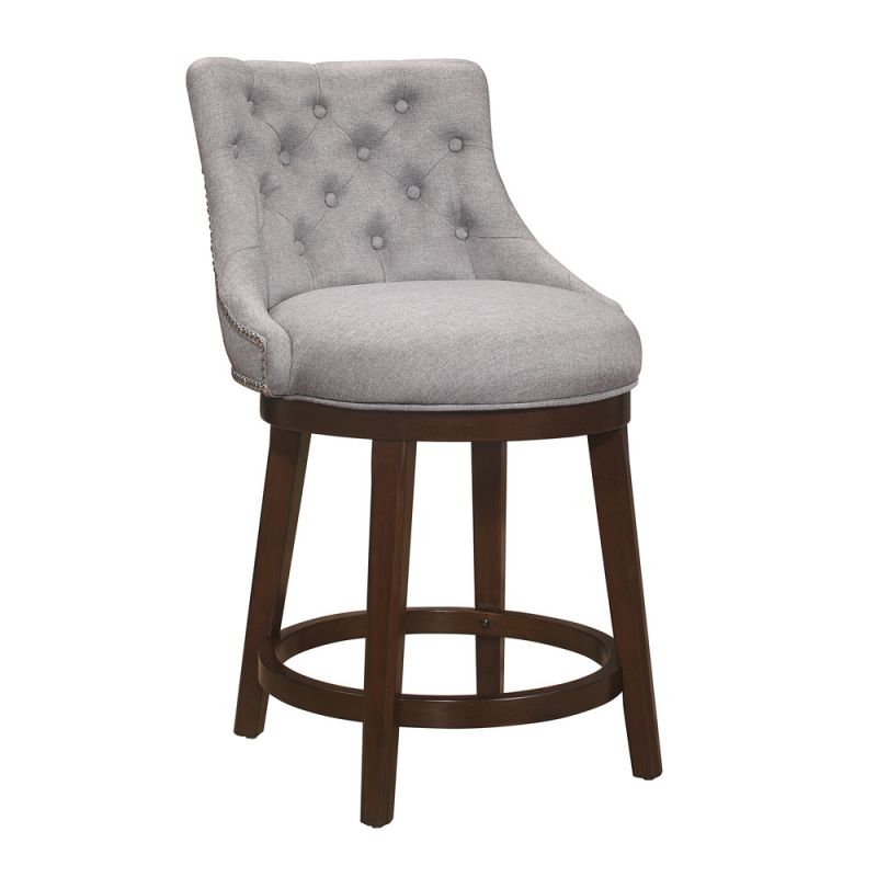 Hillsdale Furniture - Halbrooke Wood Swivel Counter Height Stool, Gray Fabric - 5993-829