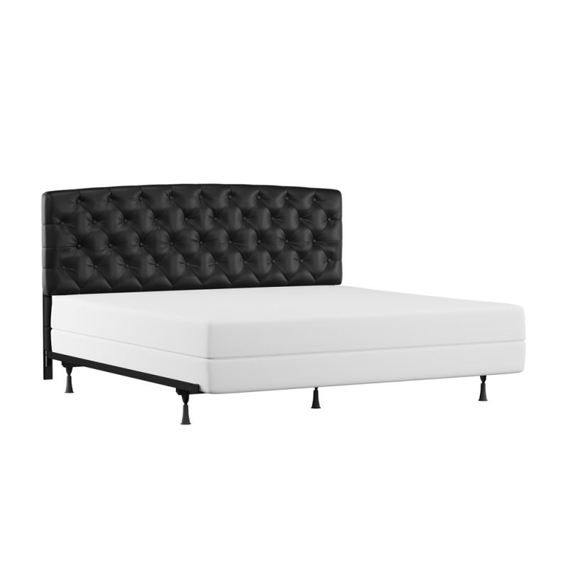 Hillsdale Furniture - Hawthorne King/Cal King Upholstered Headboard with Frame, Black Faux Leather - 1952BKF