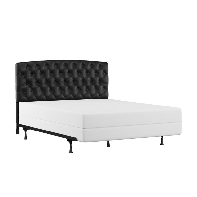 Hillsdale Furniture - Hawthorne Queen Upholstered Headboard with Frame, Black Faux Leather - 1952BQF