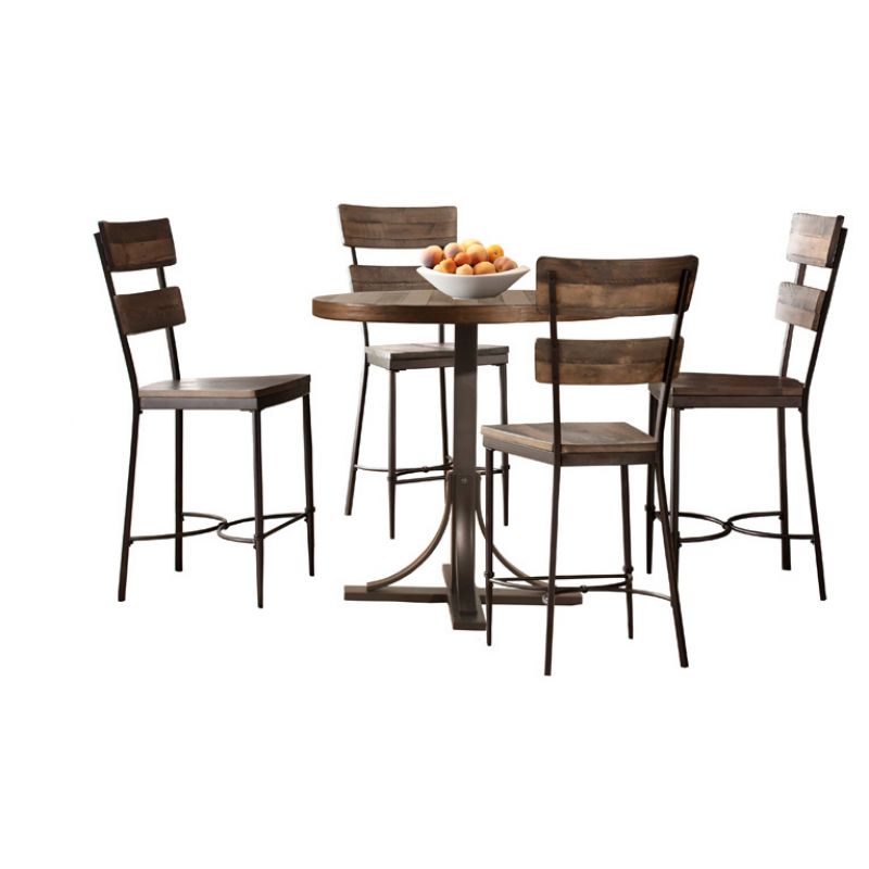Hillsdale Furniture - Jennings 5 Piece Counter Height Dining Set with Ladder Back Stools, Distressed Walnut - 4022CDP5PC