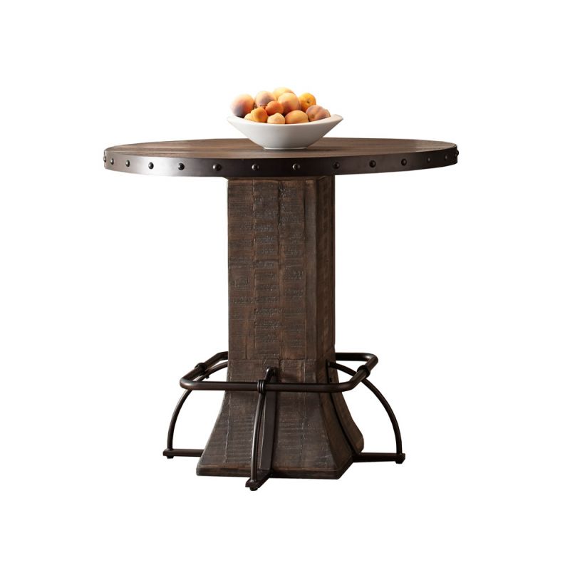 Hillsdale Furniture - Jennings Wood Round Counter Height Dining Table with Wood Pedestal Base, Distressed Walnut - 4022CDTB