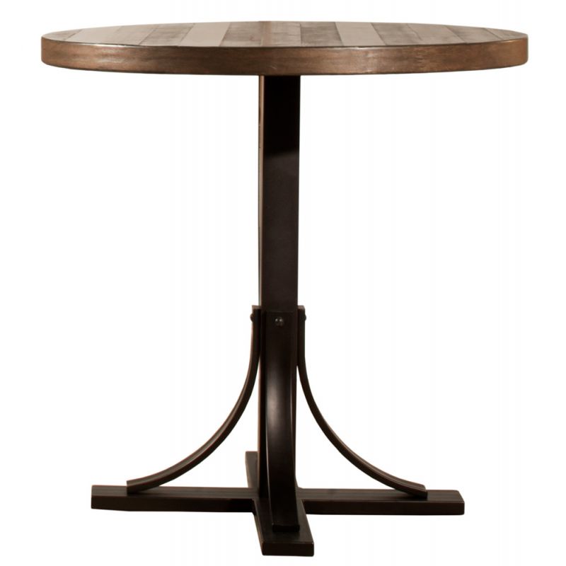 Hillsdale Furniture - Jennings Wood Round Counter Height Dining Table with Metal Pedestal Base, Distressed Walnut - 4022CDP