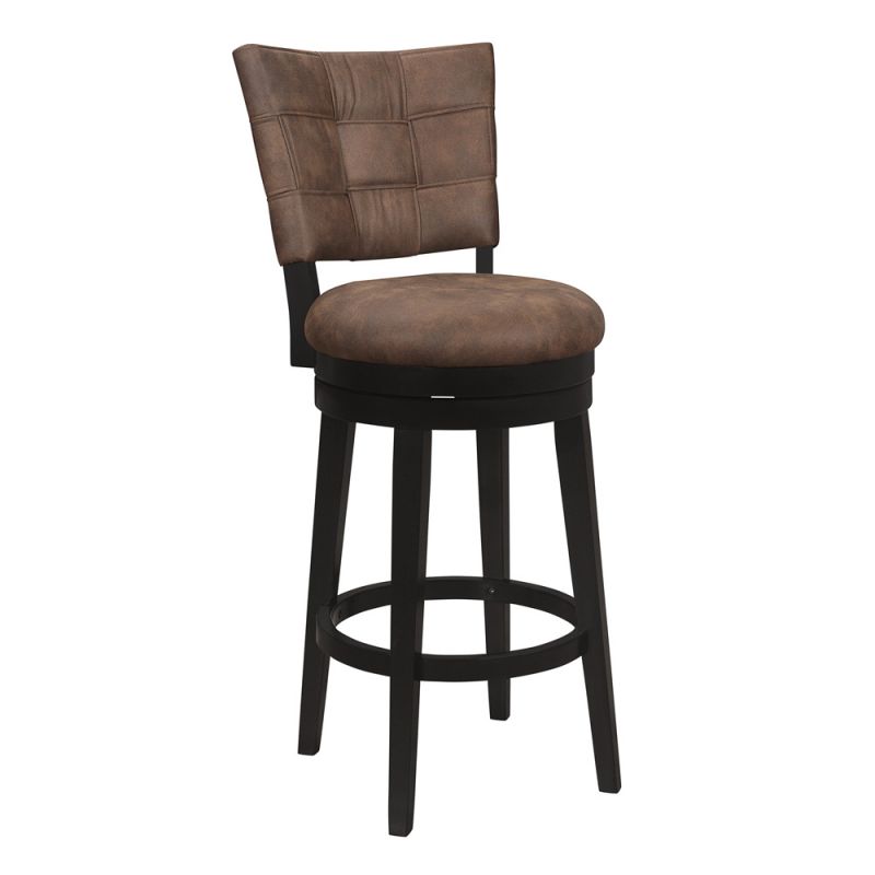 Hillsdale Furniture - Kaede Wood and Upholstered Bar Height Swivel Stool, Black with Chestnut Faux Leather - 4355-833