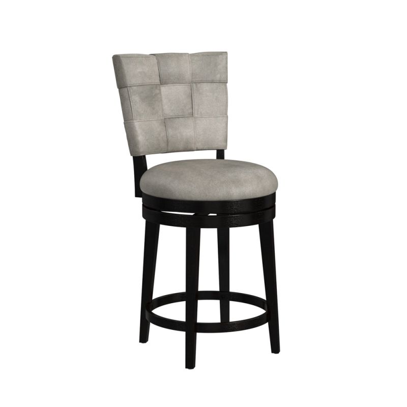 Hillsdale Furniture - Kaede Wood and Upholstered Counter Height Swivel Stool, Black with Weathered Granite Gray Faux Leather - 4355-828