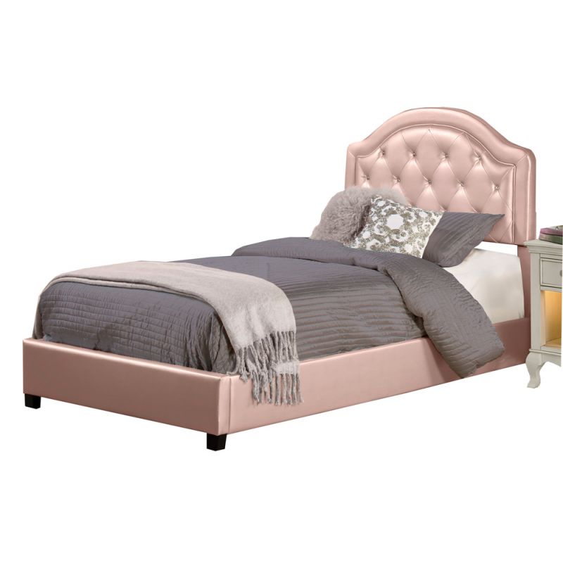 Hillsdale Furniture - Karley Twin Upholstered Bed, Pink Faux Leather - 1819BTR