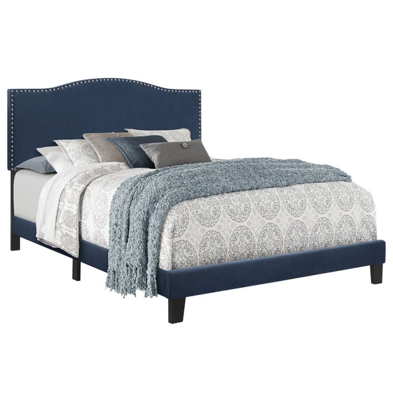 Hillsdale Furniture - Kiley Queen Upholstered Bed, Blue Velvet - 2657-500