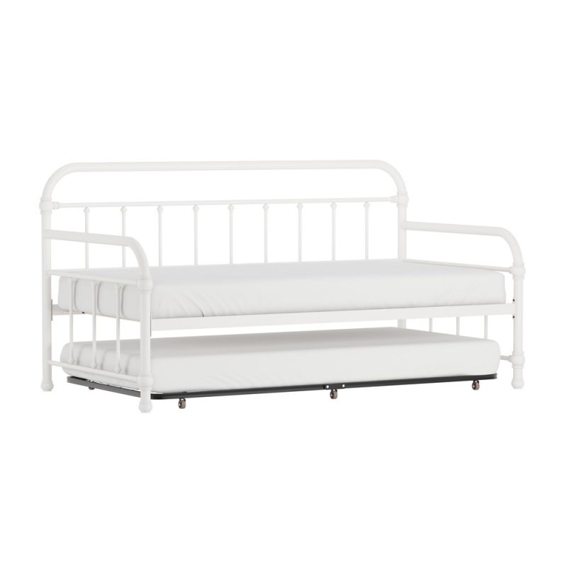 Hillsdale Furniture - Kirkland Metal Twin Daybed with Roll Out Trundle, White - 1799DBT