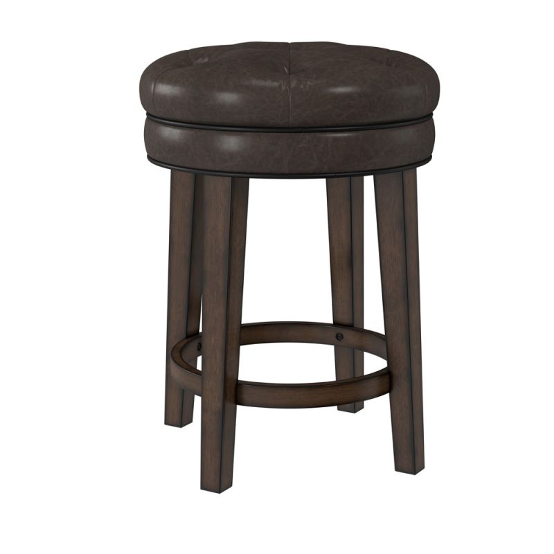 Hillsdale Furniture - Krauss Wood Backless Counter Height Swivel Stool, Dark Brown with Charcoal PU - 5914-829