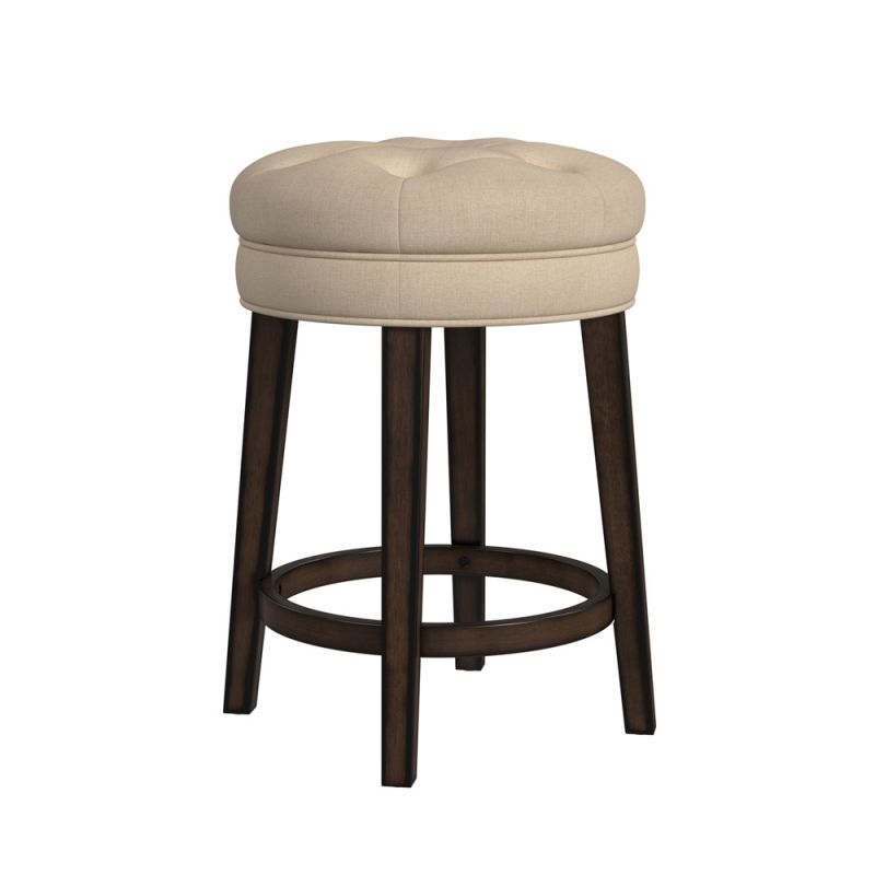 Hillsdale Furniture - Krauss Wood Backless Counter Height Swivel Stool, Dark Brown with Linen Stone - 5914-825