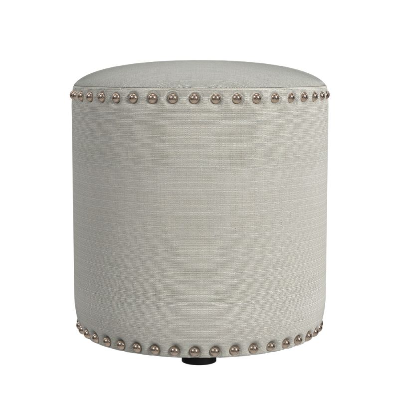 Hillsdale Furniture - Laura Round Backless Upholstered Vanity Stool, Light Linen Gray - 50993