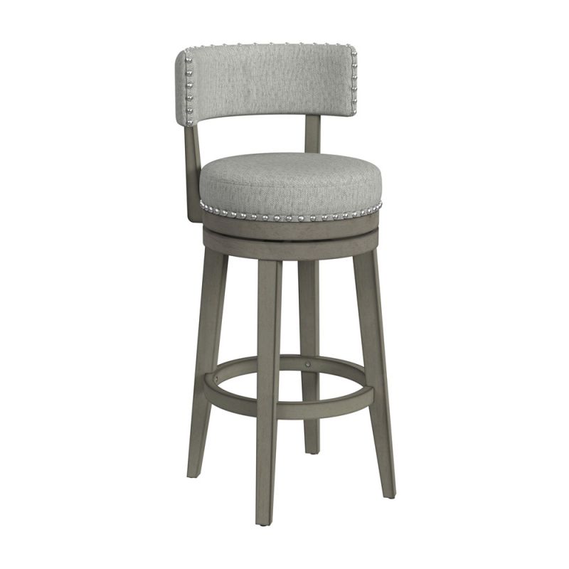 Hillsdale Furniture - Lawton Wood Bar Height Swivel Stool, Antique Gray with Ash Gray Fabric - 4840-830P