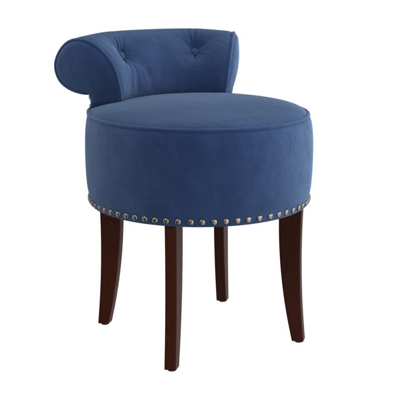 Hillsdale Furniture - Lena Wood and Upholstered Vanity Stool, Espresso with Blue Velvet - 51105
