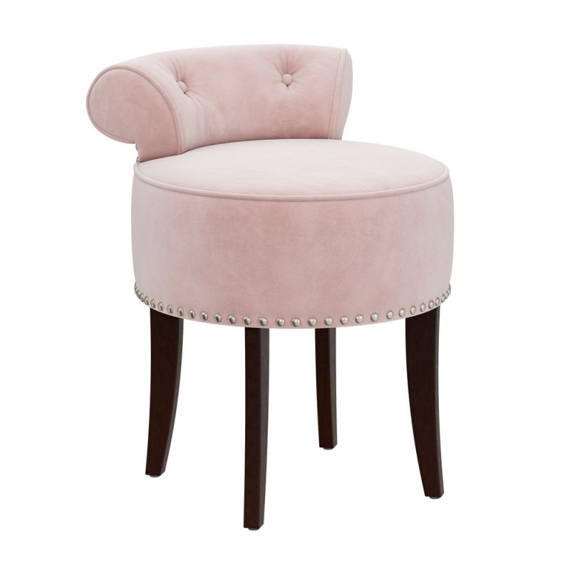 Hillsdale Furniture - Lena Wood and Upholstered Vanity Stool, Espresso with Pink Fabric - 51114_HIL