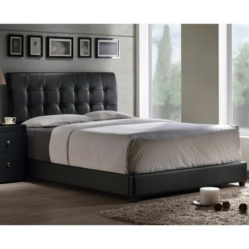 Hillsdale Furniture - Lusso Queen Upholstered Headboard with Frame, Black Faux Leather - 1281HQR