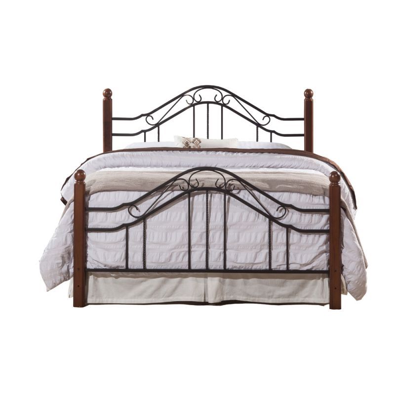 Hillsdale Furniture - Madison King Metal Bed with Cherry Wood Posts, Textured Black - 1010BKR