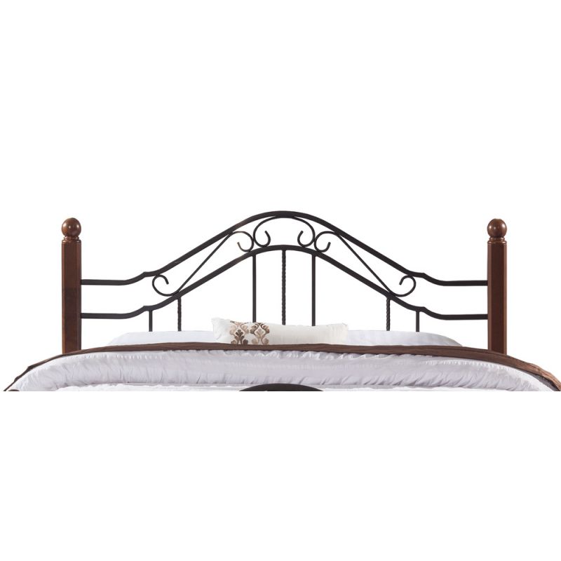 Hillsdale Furniture - Madison King Metal Headboard with Frame and Cherry Wood Posts, Textured Black - 1010HKR
