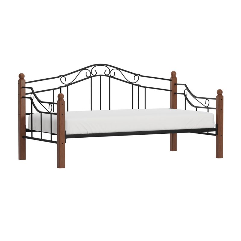 Hillsdale Furniture - Madison Wood and Metal Twin Daybed, Black with Cherry Posts - 1010DBLH