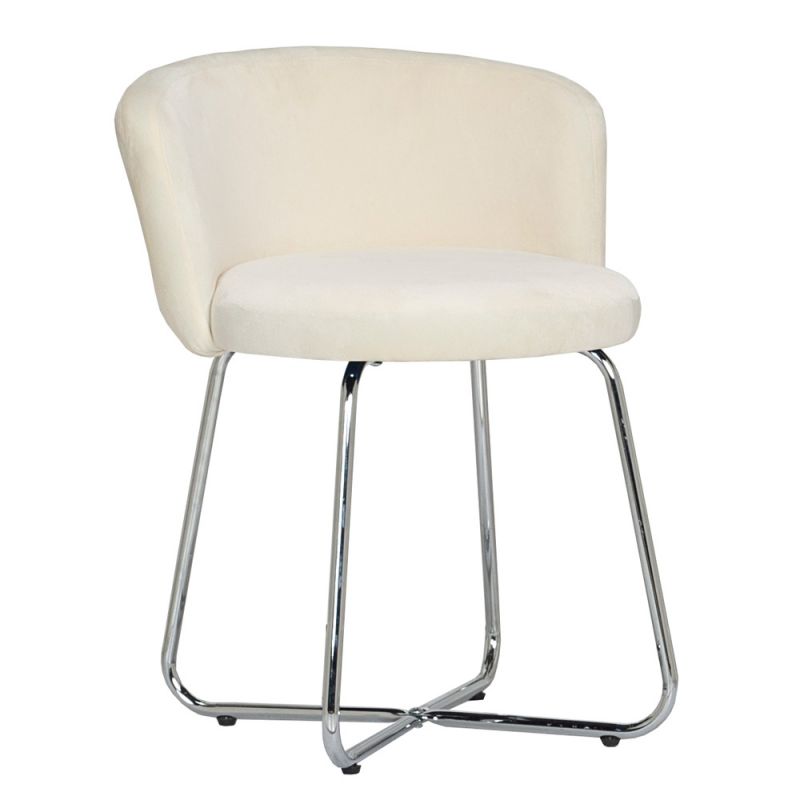 Hillsdale Furniture - Marisol Metal Vanity Stool, Chrome with Off White Fabric - 51109
