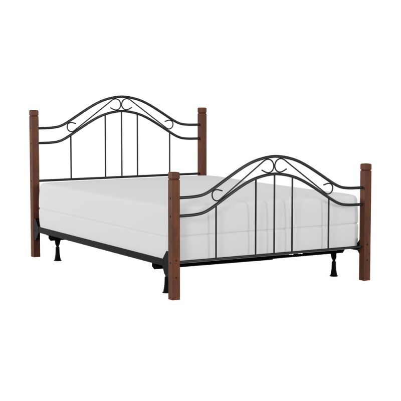 Hillsdale Furniture - Matson Full Metal Bed with Cherry Wood Posts, Black - 1159BFR