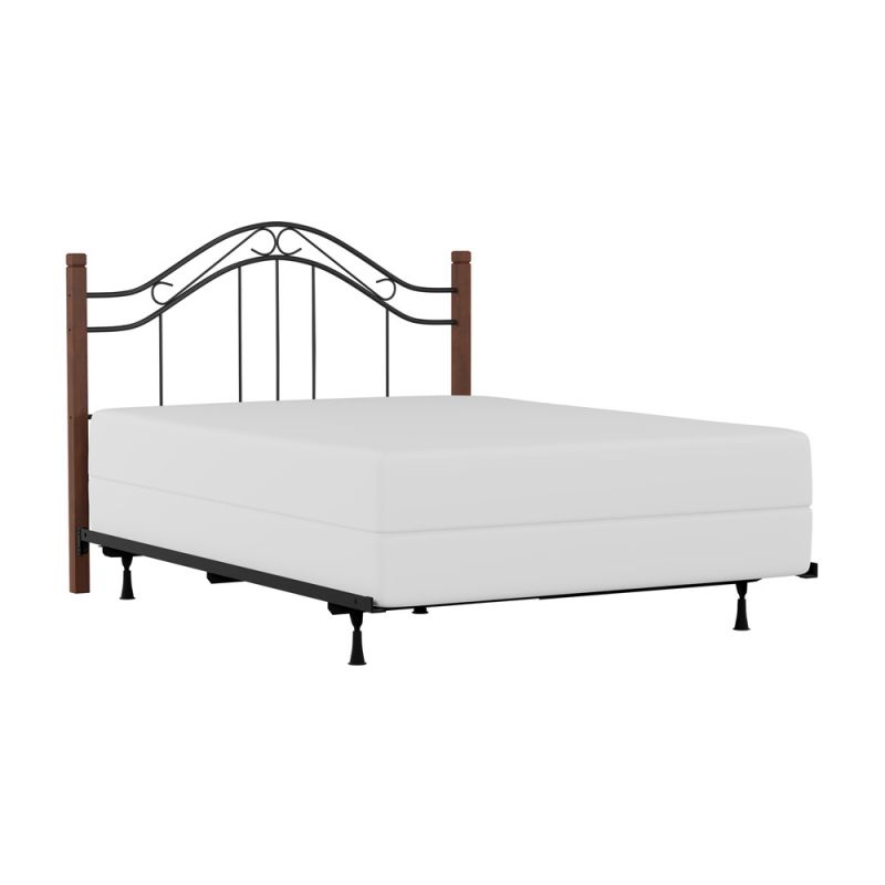 Hillsdale Furniture - Matson Full/Queen Metal Headboard with Frame and Cherry Wood Posts, Black - 1159HFQR