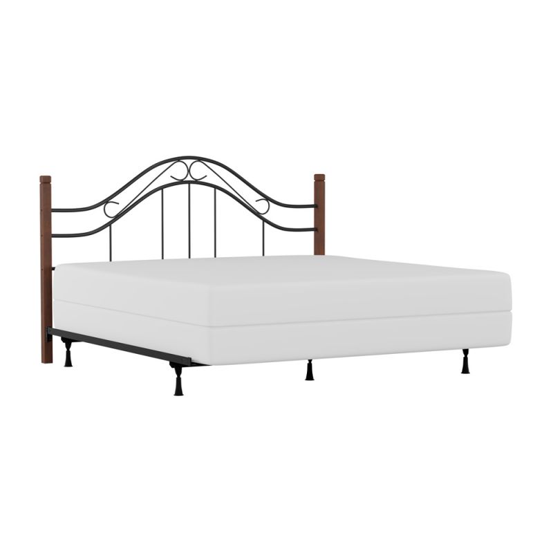 Hillsdale Furniture - Matson King Metal Headboard with Frame and Cherry Wood Posts, Black - 1159HKR