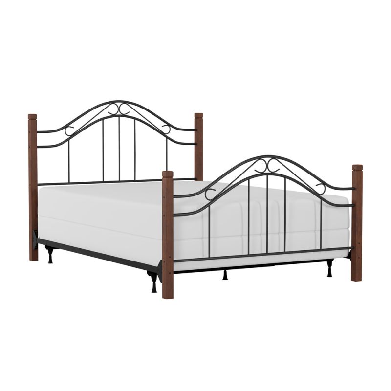 Hillsdale Furniture - Matson Queen Metal Bed with Cherry Wood Posts, Black - 1159BQR