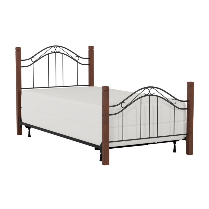 Hillsdale Furniture - Matson Twin Metal Bed with Cherry Wood Posts, Black - 1159BTWR