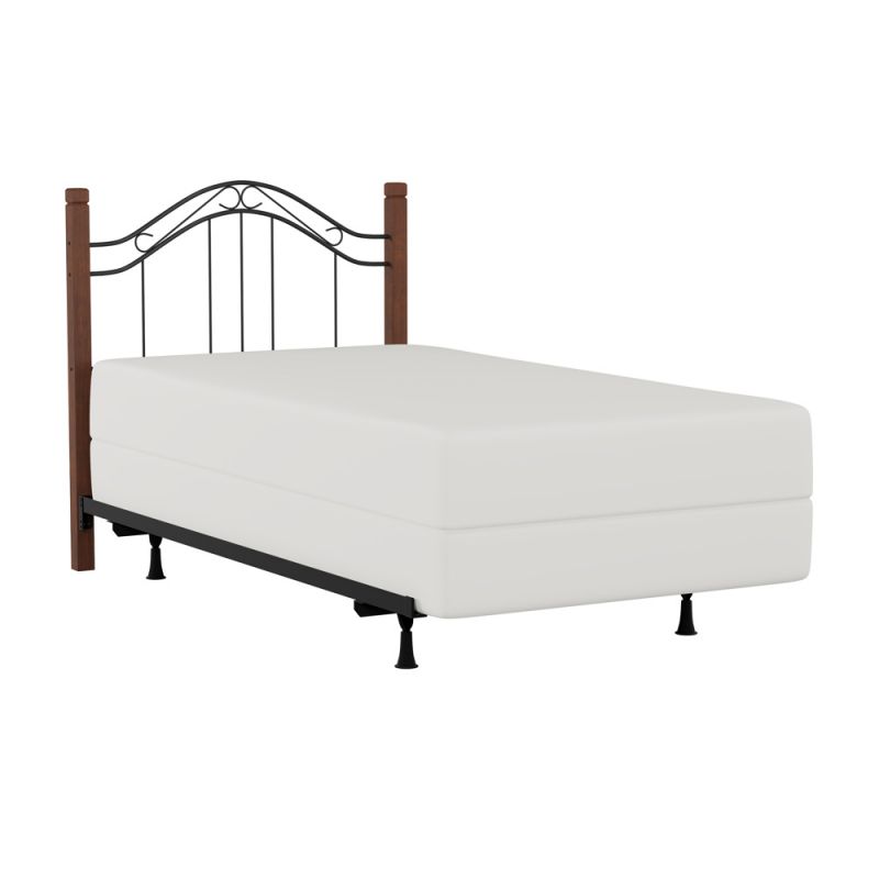 Hillsdale Furniture - Matson Twin Metal Headboard with Frame and Cherry Wood Posts, Black - 1159HTWR