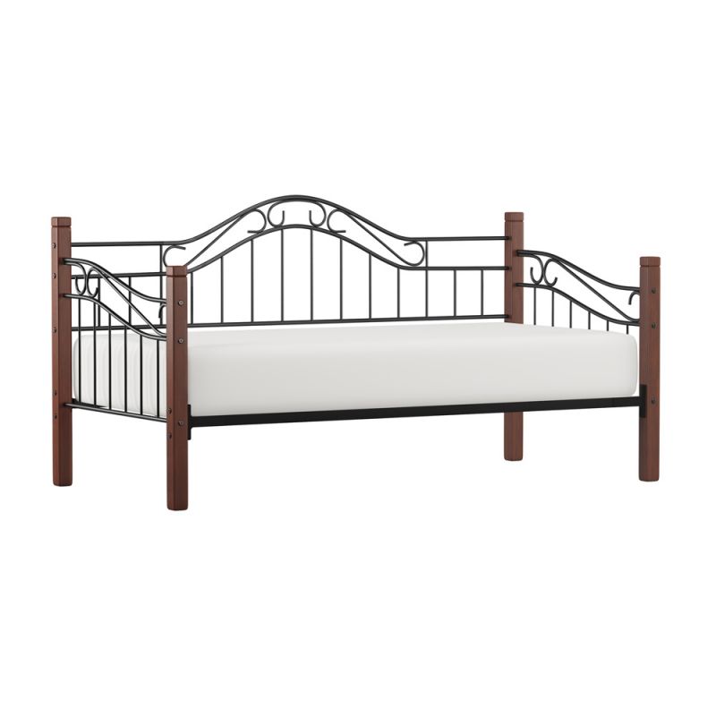 Hillsdale Furniture - Matson Wood and Metal Daybed, Black with Cherry Posts - 1159DBLH