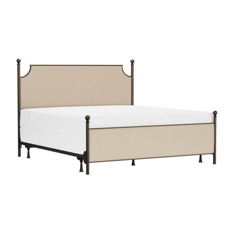 Hillsdale Furniture - McArthur King Metal and Upholstered Bed, Bronze with Linen Stone Fabric - 1826BKR