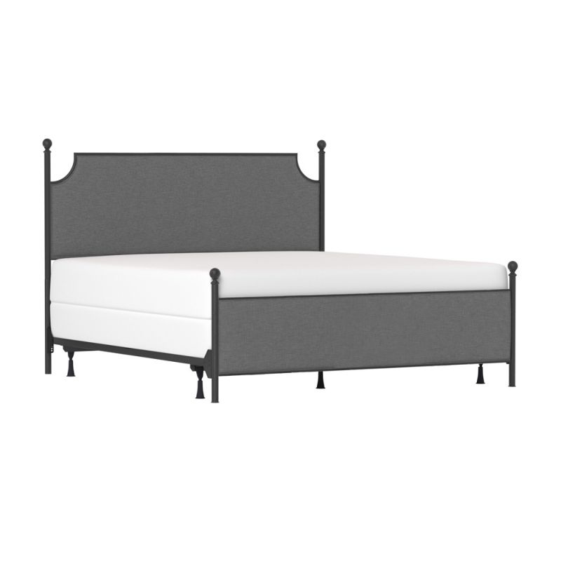Hillsdale Furniture - McArthur King Metal and Upholstered Bed, Matte Black with Gray Fabric - 2717BKR