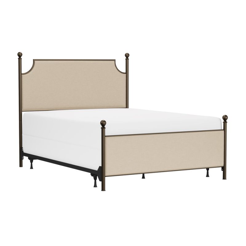 Hillsdale Furniture - McArthur Queen Metal and Upholstered Bed, Bronze with Linen Stone Fabric - 1826BQR