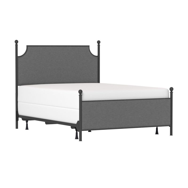 Hillsdale Furniture - McArthur Queen Metal and Upholstered Bed, Matte Black with Gray Fabric - 2717BQR