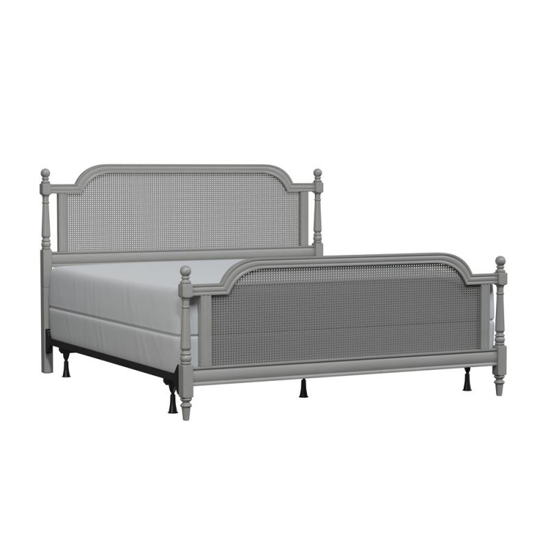 Hillsdale Furniture - Melanie Wood and Cane King Bed, French Gray - 2223BKR