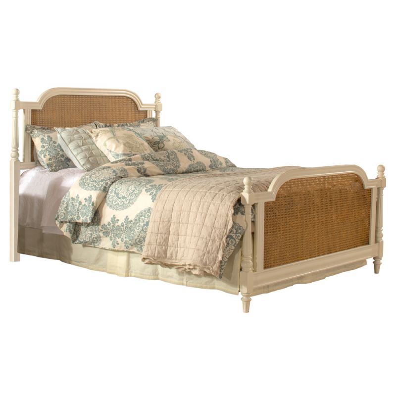 Hillsdale Furniture - Melanie Wood and Cane King Bed, White - 2167BKR