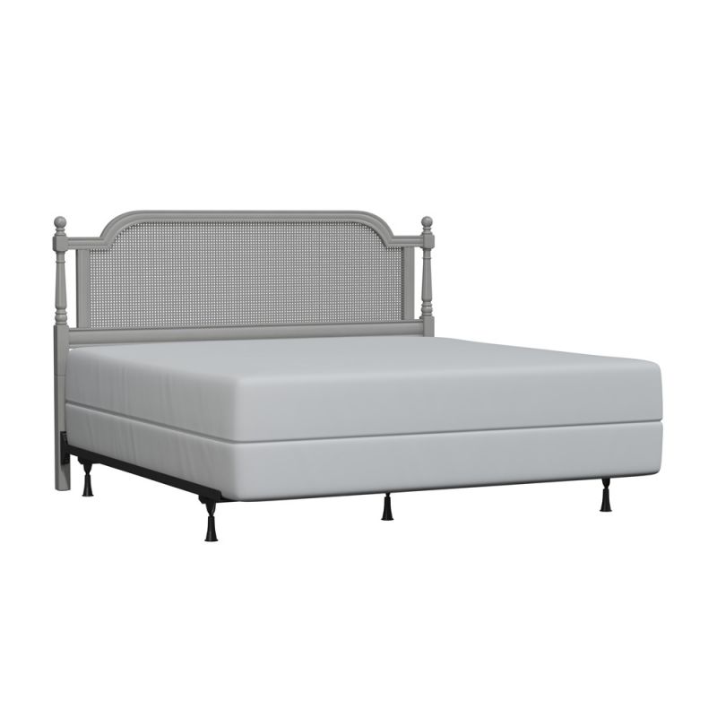 Hillsdale Furniture - Melanie Wood and Cane King Headboard with Frame, French Gray - 2223HKR