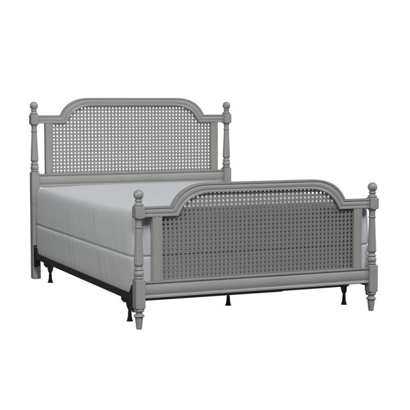 Hillsdale Furniture - Melanie Wood and Cane Queen Bed, French Gray - 2223BQR