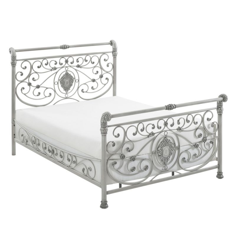 Hillsdale Furniture - Mercer Queen Metal Sleigh Bed, Brushed White - 2653BQR