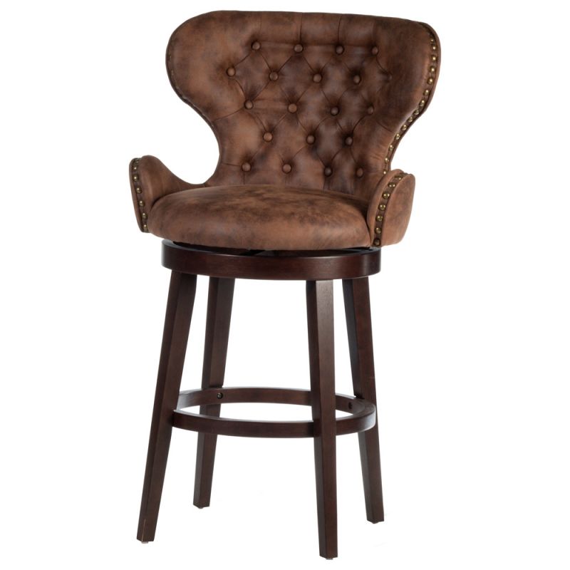 Hillsdale Furniture - Mid-City Upholstered Wood Swivel Bar Height Stool, Chocolate - 5076-830