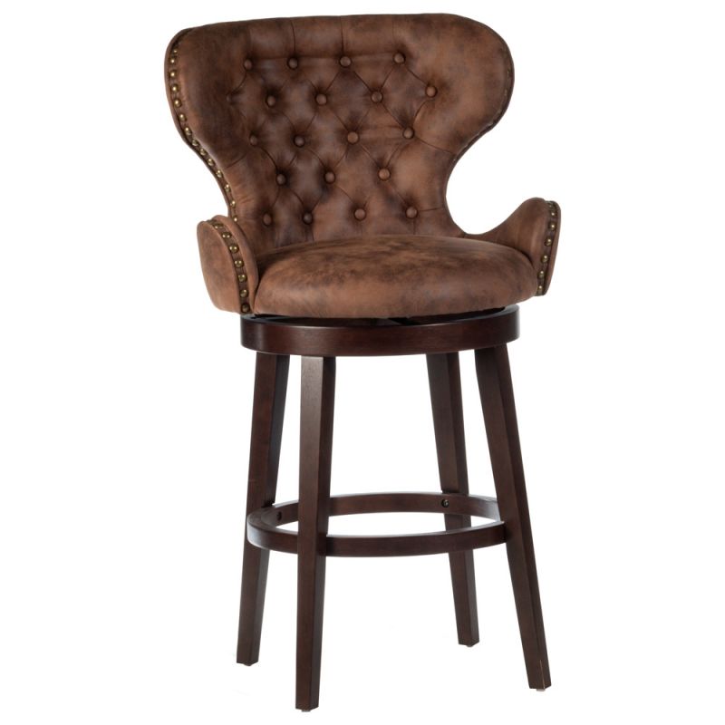 Hillsdale Furniture - Mid-City Upholstered Wood Swivel Counter Height Stool, Chocolate - 5076-826