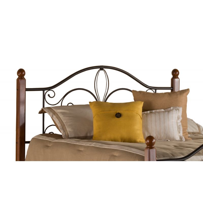 Hillsdale Furniture - Milwaukee Full/Queen Metal Headboard with Frame and Cherry Wood Posts, Textured Black - 1422HFQRP