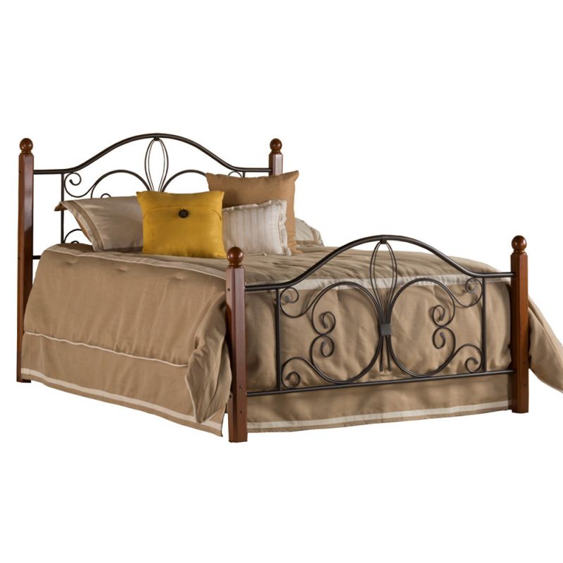 Hillsdale Furniture - Milwaukee King Metal Headboard with Frame and Cherry Wood Posts, Textured Black - 1422HKRP