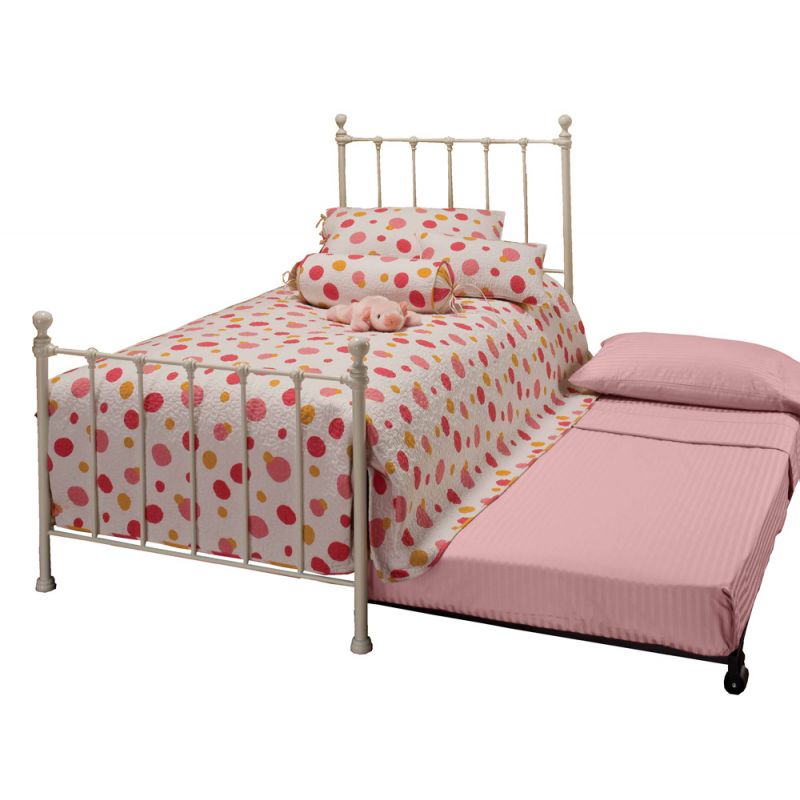 Hillsdale Furniture - Molly Twin Metal Bed with Roll Out Trundle, White - 1222BTWHTR